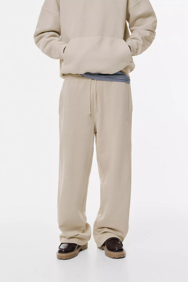 PULL&BEAR STWD SKATER FIT SWEATPANTS - ECRU